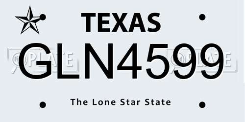 GLN4599 Texas License Plate