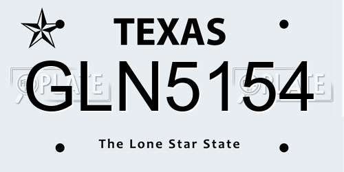 GLN5154 Texas License Plate