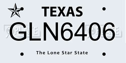 GLN6406 Texas License Plate