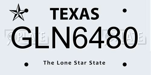 GLN6480 Texas License Plate