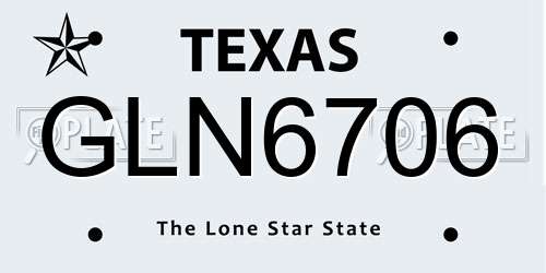 GLN6706 Texas License Plate