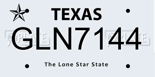 GLN7144 Texas License Plate