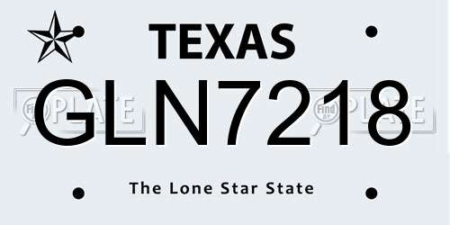 GLN7218 Texas License Plate