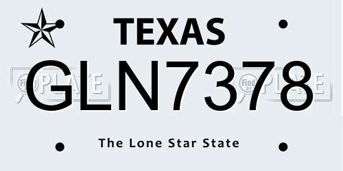GLN7378 Texas License Plate
