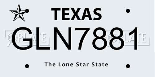 GLN7881 Texas License Plate