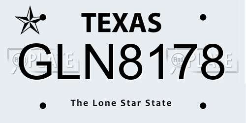 GLN8178 Texas License Plate