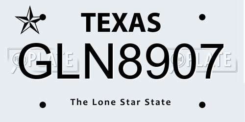 GLN8907 Texas License Plate
