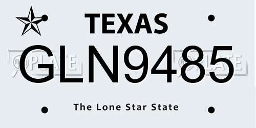 GLN9485 Texas License Plate