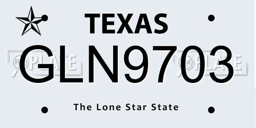 GLN9703 Texas License Plate