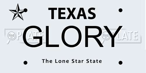 GLORY Texas License Plate