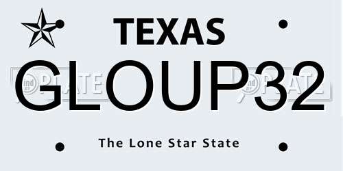 GLOUP32 Texas License Plate