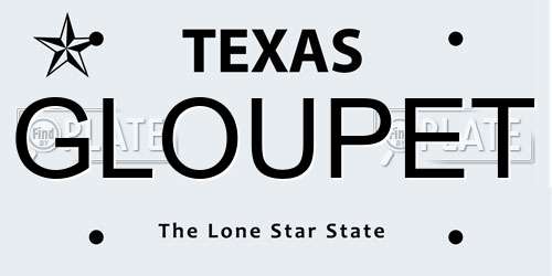 GLOUPET Texas License Plate