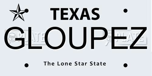 GLOUPEZ Texas License Plate