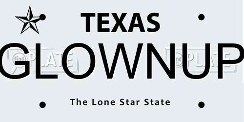 GLOWNUP Texas License Plate