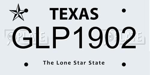 GLP1902 Texas License Plate