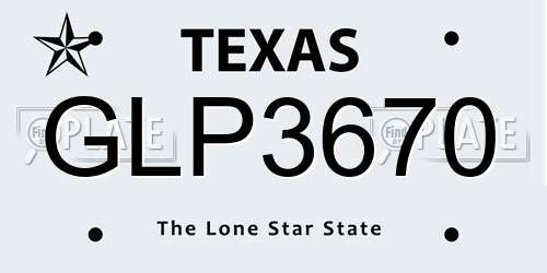 GLP3670 Texas License Plate