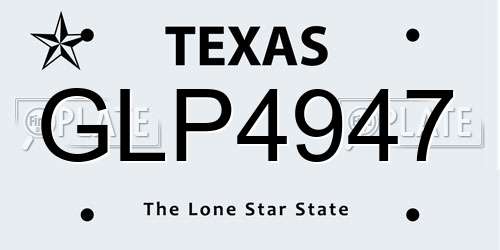 GLP4947 Texas License Plate