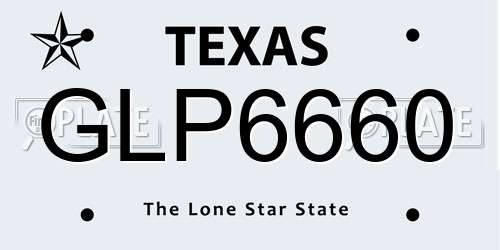 GLP6660 Texas License Plate