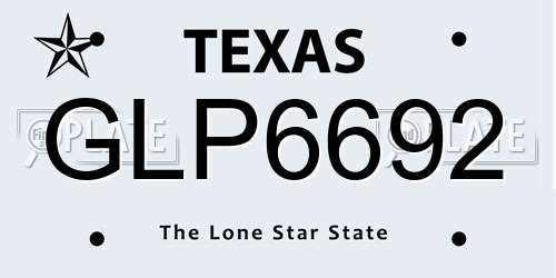 GLP6692 Texas License Plate