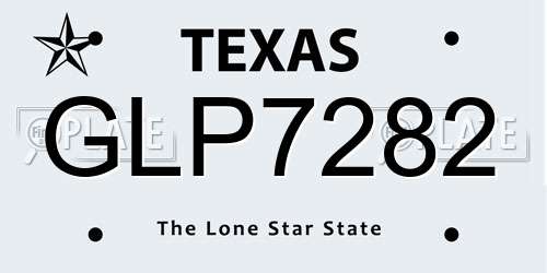 GLP7282 Texas License Plate