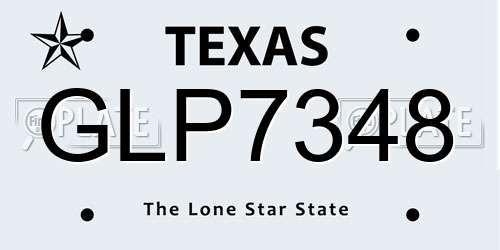 GLP7348 Texas License Plate