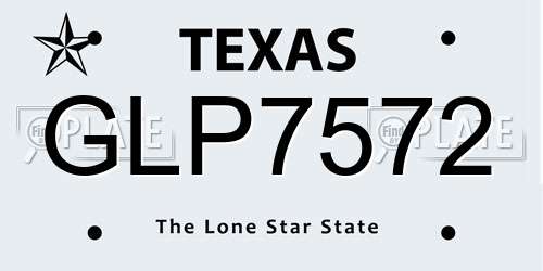 GLP7572 Texas License Plate