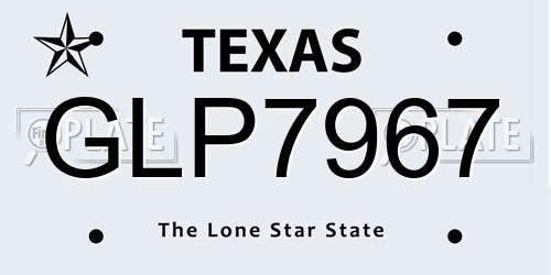 GLP7967 Texas License Plate
