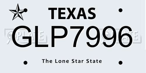 GLP7996 Texas License Plate