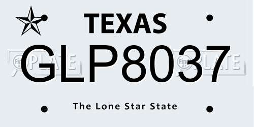 GLP8037 Texas License Plate