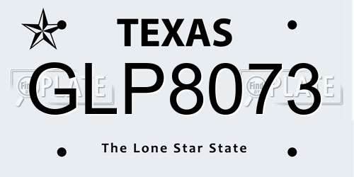 GLP8073 Texas License Plate