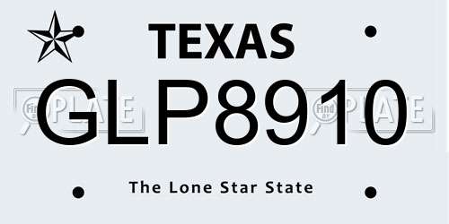 GLP8910 Texas License Plate