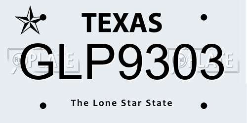 GLP9303 Texas License Plate