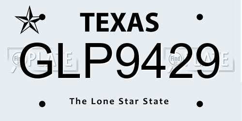 GLP9429 Texas License Plate