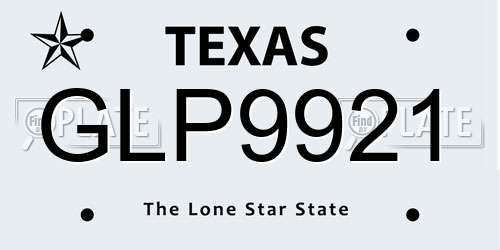 GLP9921 Texas License Plate