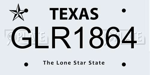 GLR1864 Texas License Plate
