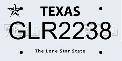 GLR2238 Texas License Plate
