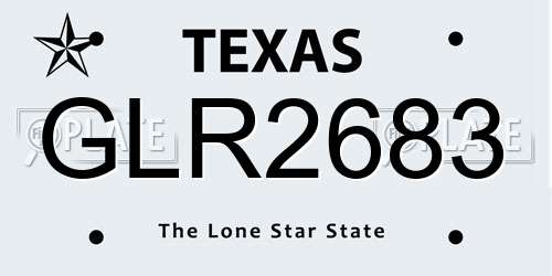 GLR2683 Texas License Plate