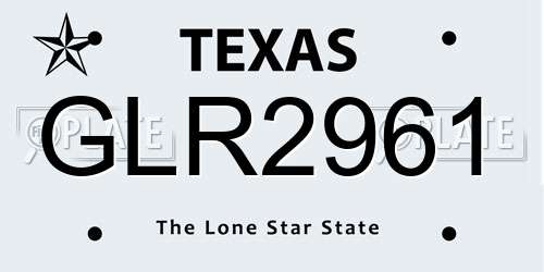 GLR2961 Texas License Plate