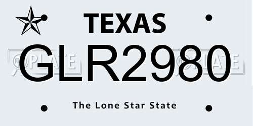 GLR2980 Texas License Plate
