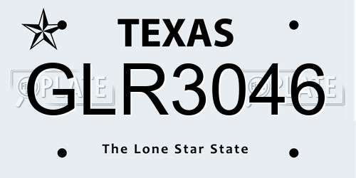 GLR3046 Texas License Plate