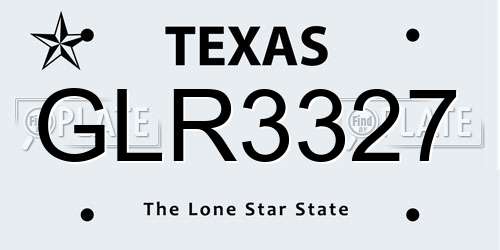 GLR3327 Texas License Plate