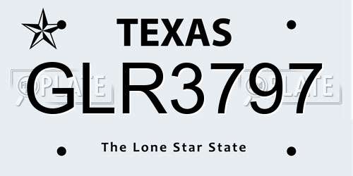 GLR3797 Texas License Plate