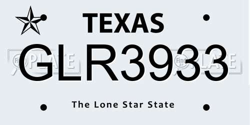 GLR3933 Texas License Plate