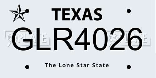 GLR4026 Texas License Plate