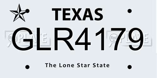 GLR4179 Texas License Plate