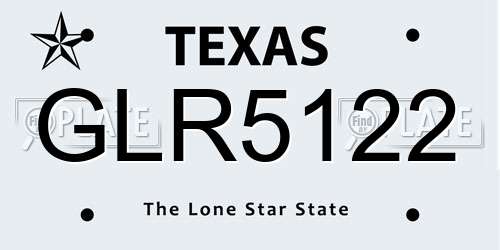 GLR5122 Texas License Plate