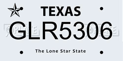 GLR5306 Texas License Plate