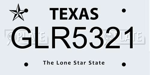 GLR5321 Texas License Plate