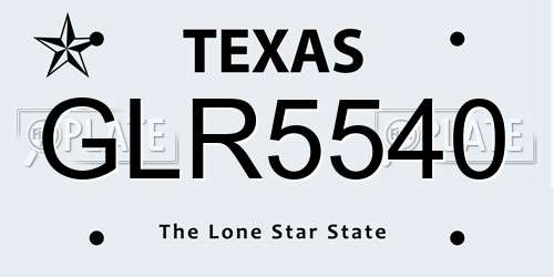 GLR5540 Texas License Plate
