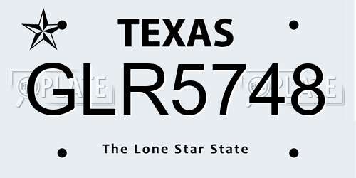 GLR5748 Texas License Plate
